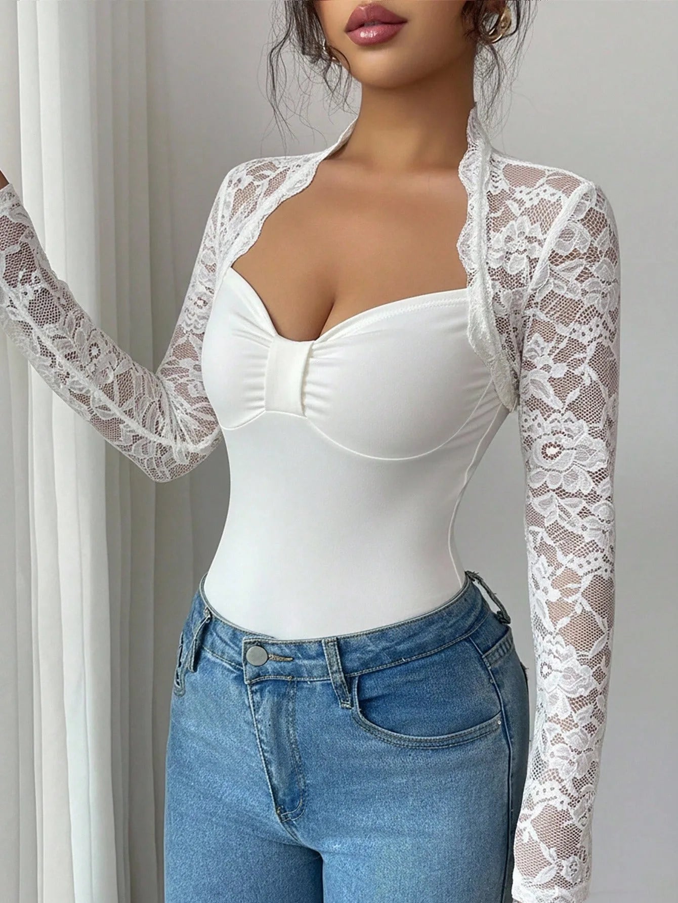 Camiseta encaje manga larga colección 2026