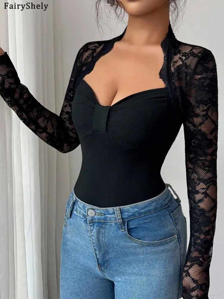 Camiseta encaje manga larga colección 2026