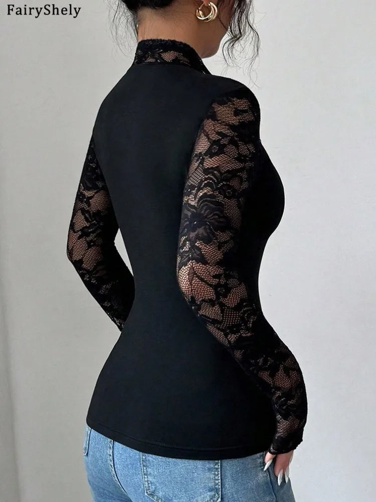 Camiseta encaje manga larga colección 2026