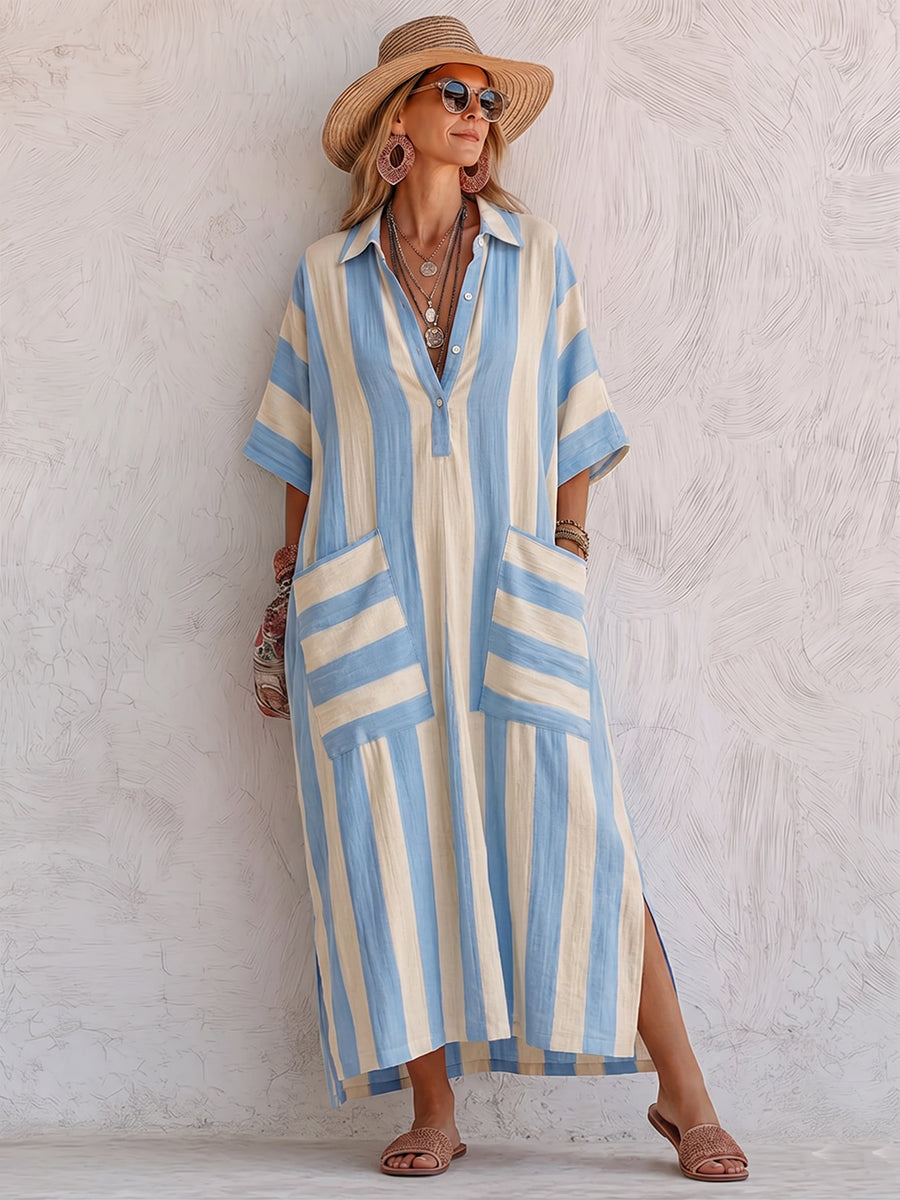 Vestido Lino Rayas - Colección 2026