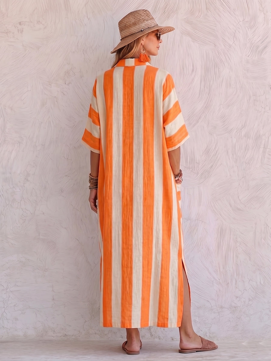 Vestido Lino Rayas - Colección 2026